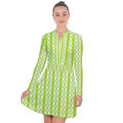 Circle Stripes Lime Green Modern Pattern Design Long Sleeve Panel Dress