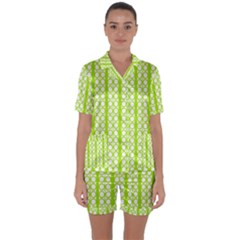 Circle Stripes Lime Green Modern Pattern Design Satin Short Sleeve Pyjamas Set