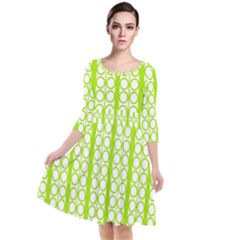 Circle Stripes Lime Green Modern Pattern Design Quarter Sleeve Waist Band Dress