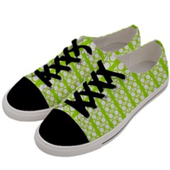 Circle Stripes Lime Green Modern Pattern Design Men s Low Top Canvas Sneakers by BrightVibesDesign