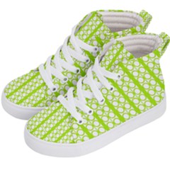 Circle Stripes Lime Green Modern Pattern Design Kid s Hi-top Skate Sneakers