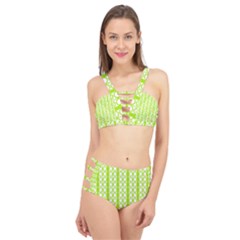 Circle Stripes Lime Green Modern Pattern Design Cage Up Bikini Set