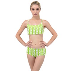 Circle Stripes Lime Green Modern Pattern Design Layered Top Bikini Set