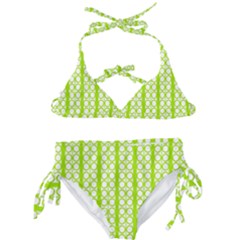 Circle Stripes Lime Green Modern Pattern Design Kids  Classic Bikini Set