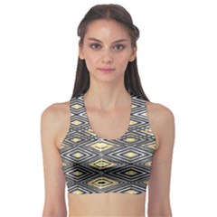 Gold Triangles And Black Pattern By Flipstylez Designs Sports Bra by flipstylezfashionsLLC