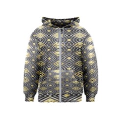 Gold Triangles And Black Pattern By Flipstylez Designs Kids  Zipper Hoodie