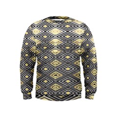 Gold Triangles And Black Pattern By Flipstylez Designs Kids  Sweatshirt by flipstylezfashionsLLC