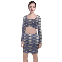 Gold Triangles And Black Pattern By Flipstylez Designs Top And Skirt Sets