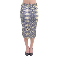 Gold Triangles And Black Pattern By Flipstylez Designs Velvet Midi Pencil Skirt by flipstylezfashionsLLC