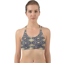 Gold Triangles And Black Pattern By Flipstylez Designs Back Web Sports Bra by flipstylezfashionsLLC