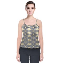 Gold Triangles And Black Pattern By Flipstylez Designs Velvet Spaghetti Strap Top