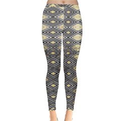 Gold Triangles And Black Pattern By Flipstylez Designs Inside Out Leggings