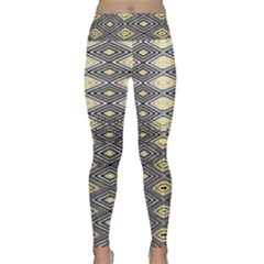 Gold Triangles And Black Pattern By Flipstylez Designs Lightweight Velour Classic Yoga Leggings