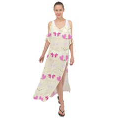 Tiny Heart And Flowers By Flipstylez Designs Maxi Chiffon Cover Up Dress