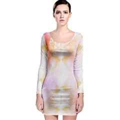 Beautiful Pastel Marble Gold Design By Flipstylez Designs Long Sleeve Bodycon Dress by flipstylezfashionsLLC