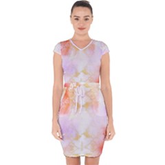 Beautiful Pastel Marble Gold Design By Flipstylez Designs Capsleeve Drawstring Dress 