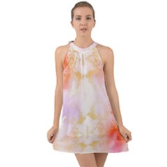 Beautiful Pastel Marble Gold Design By Flipstylez Designs Halter Tie Back Chiffon Dress