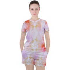 Beautiful Pastel Marble Gold Design By Flipstylez Designs Women s Tee And Shorts Set