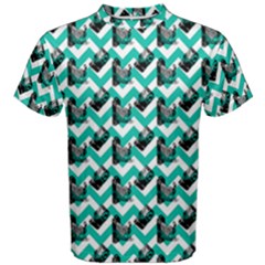 Vintage Camera Chevron Aqua Men s Cotton Tee by snowwhitegirl