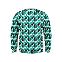 Vintage Camera Chevron Aqua Kids  Sweatshirt by snowwhitegirl