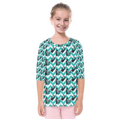 Vintage Camera Chevron Aqua Kids  Quarter Sleeve Raglan Tee by snowwhitegirl