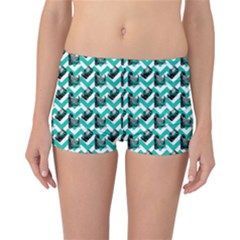 Vintage Camera Chevron Aqua Reversible Boyleg Bikini Bottoms by snowwhitegirl