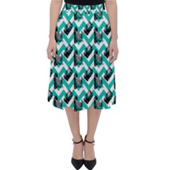 Vintage Camera Chevron Aqua Classic Midi Skirt