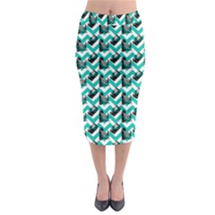 Vintage Camera Chevron Aqua Midi Pencil Skirt by snowwhitegirl