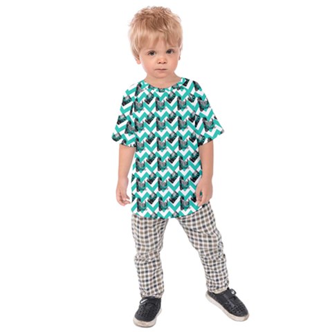 Vintage Camera Chevron Aqua Kids Raglan Tee by snowwhitegirl