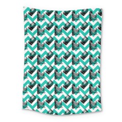 Vintage Camera Chevron Aqua Medium Tapestry by snowwhitegirl