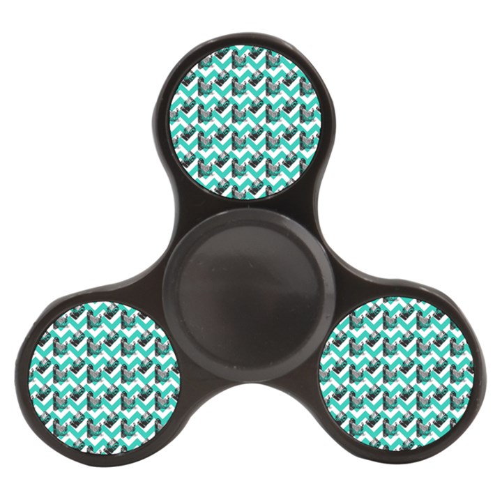 Vintage Camera Chevron Aqua Finger Spinner