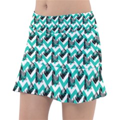 Vintage Camera Chevron Aqua Tennis Skirt