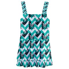 Vintage Camera Chevron Aqua Kids  Layered Skirt Swimsuit