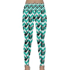 Vintage Camera Chevron Aqua Lightweight Velour Classic Yoga Leggings by snowwhitegirl