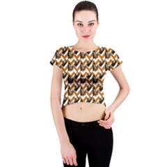 Vintage Camera Chevron Orange Crew Neck Crop Top by snowwhitegirl