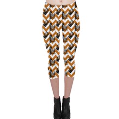 Vintage Camera Chevron Orange Capri Leggings  by snowwhitegirl