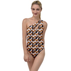 Vintage Camera Chevron Orange To One Side Swimsuit