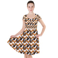 Vintage Camera Chevron Orange Cap Sleeve Midi Dress