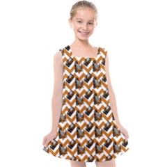 Vintage Camera Chevron Orange Kids  Cross Back Dress