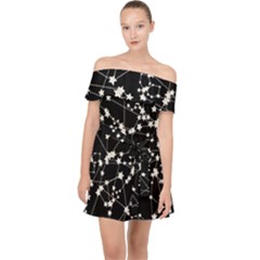 Constellations Off Shoulder Chiffon Dress