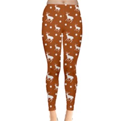 Deer Dots Orange Leggings  by snowwhitegirl