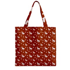 Deer Dots Orange Zipper Grocery Tote Bag by snowwhitegirl