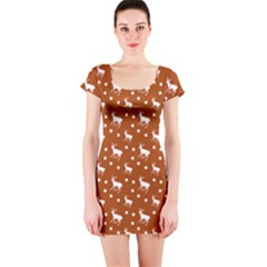 Deer Dots Orange Short Sleeve Bodycon Dress by snowwhitegirl