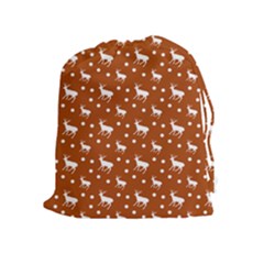 Deer Dots Orange Drawstring Pouch (xl) by snowwhitegirl