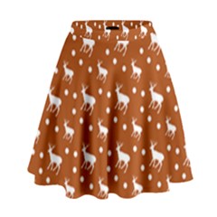 Deer Dots Orange High Waist Skirt by snowwhitegirl