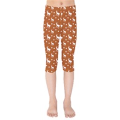 Deer Dots Orange Kids  Capri Leggings  by snowwhitegirl