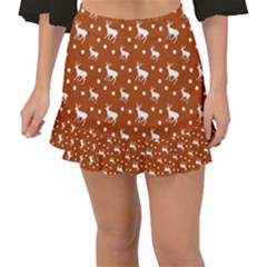 Deer Dots Orange Fishtail Mini Chiffon Skirt