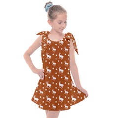 Deer Dots Orange Kids  Tie Up Tunic Dress by snowwhitegirl