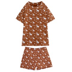 Deer Dots Orange Kids  Swim Tee And Shorts Set