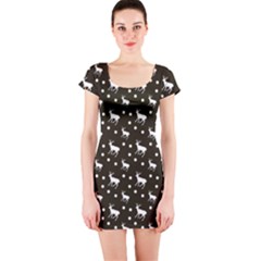 Deer Dots Brown Short Sleeve Bodycon Dress by snowwhitegirl